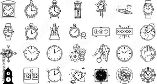 Collection of Clock and Time Icons in Vector Format