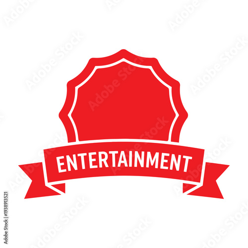 Red Entertainment Badge Logo Design Element.
