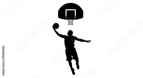 Basketball Player Dunking Silhouette.