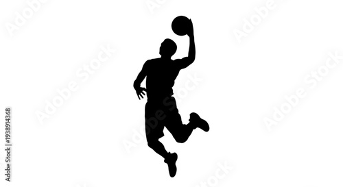 Man Jumping to Dunk Basketball Silhouette 1.