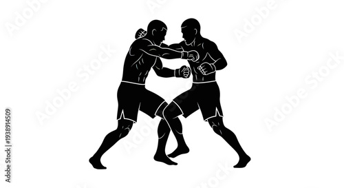 Two Boxers Engaged in a Fight.