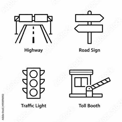 set of road vector icons