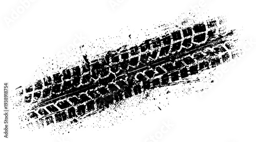 car, motorcycle tire mark. grunge black ink. vector