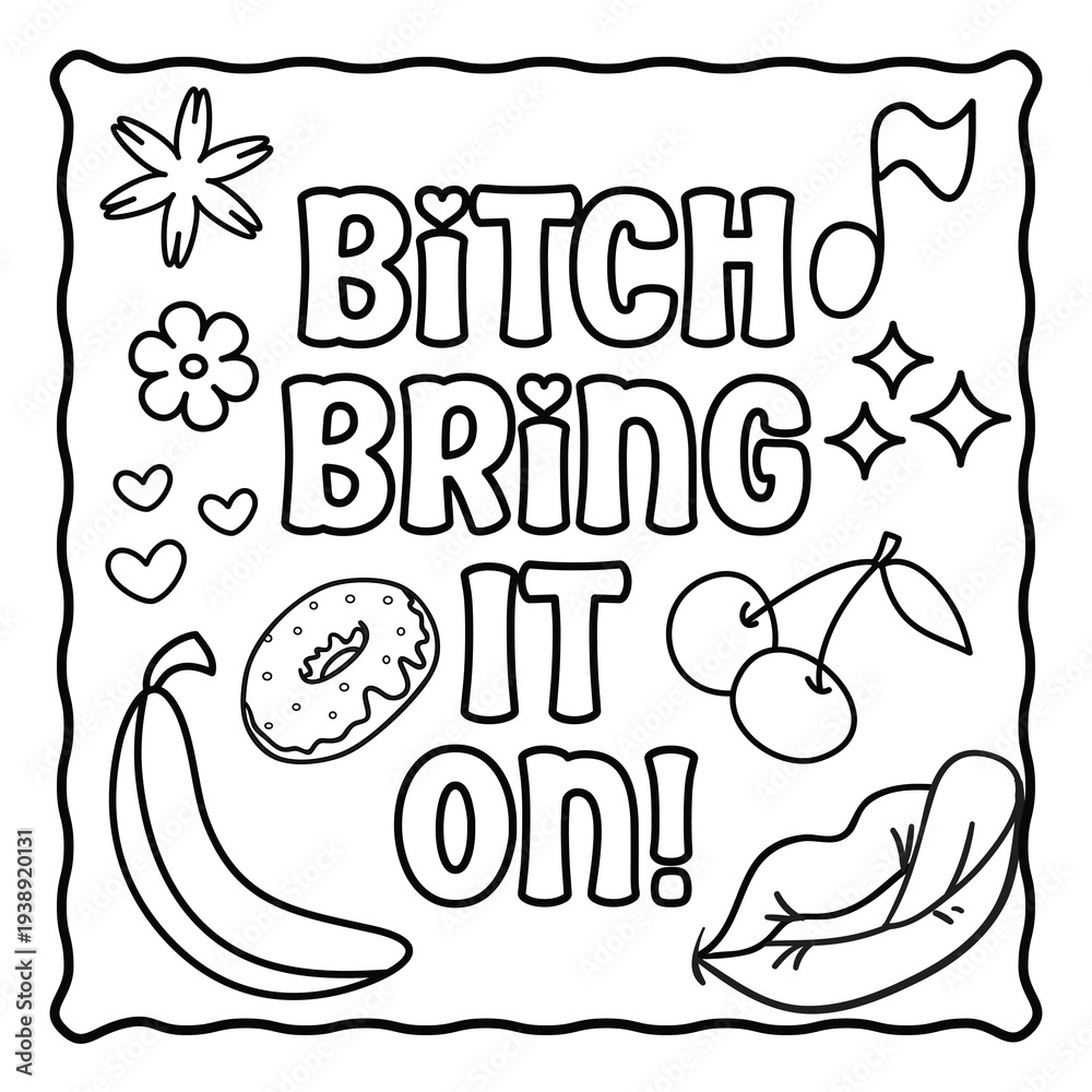 Obraz premium Bold and Easy Motivational Swear Word Coloring Page, Sweary Motivational Quotes, Sweary Coloring Page, Groovy letters and Swear Words, Inspirational Swear Word, Funny Quotes, Sweary Affirmations,