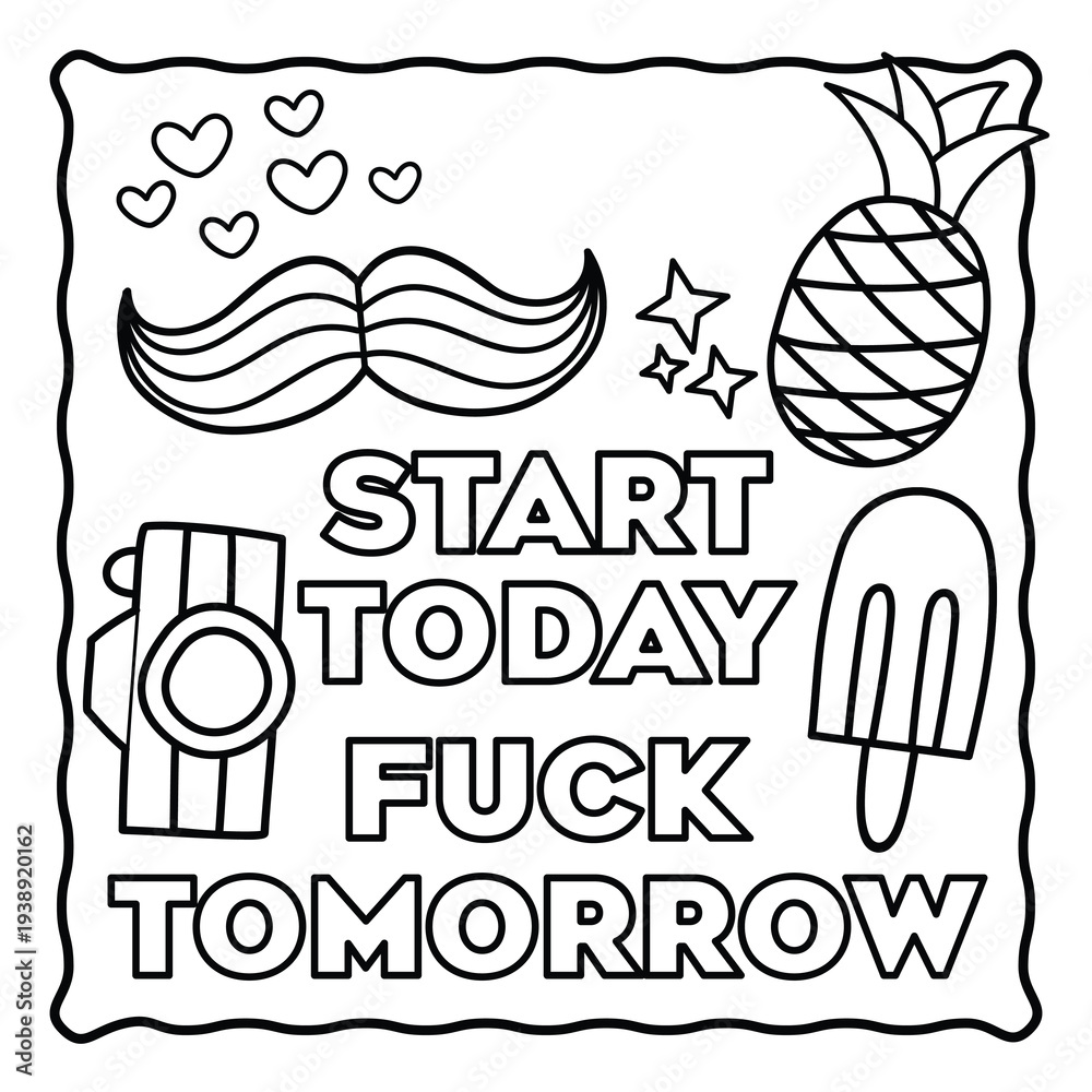 Obraz premium Bold and Easy Motivational Swear Word Coloring Page, Sweary Motivational Quotes, Sweary Coloring Page, Groovy letters and Swear Words, Inspirational Swear Word, Funny Quotes, Sweary Affirmations,