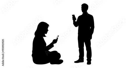 A contrast between digital engagement and human interaction in modern society Vector, illustration