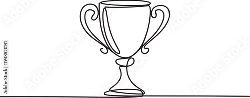 Doodle trophy for the champion.one line vector illustration with out background