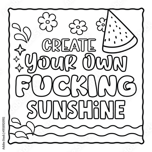 Bold and Easy Motivational Swear Word Coloring Page, Sweary Motivational Quotes, Sweary Coloring Page, Groovy letters and Swear Words, Inspirational Swear Word, Funny Quotes, Sweary Affirmations,