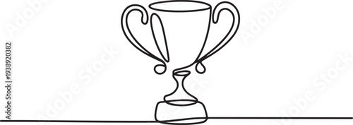 Doodle trophy for the champion.one line vector illustration with out background