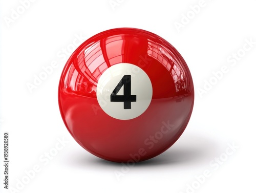 Red billiard ball number four isolated on a white background Free Download Red billiard ball number four isolated on a white background - GFXLoad