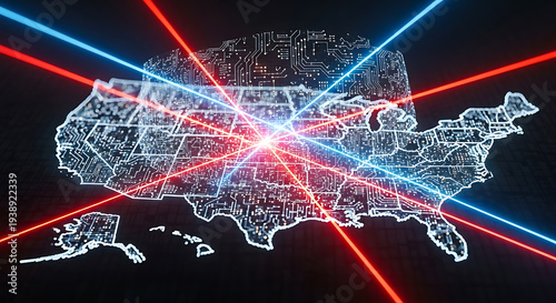 Cyber Warfare and National Security Concept, Digital Threat Protection, Government Cyber Defense and Intelligence