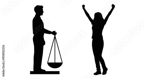 Symbolic representation of gender equality and justice balance Vector, illustration