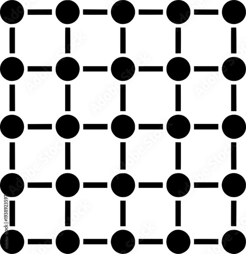 Abstract Dark Blue Grid Pattern with Circular Nodes on White Background
