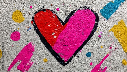 Vibrant Abstract Heart, Dynamic Pink and Red Swirls