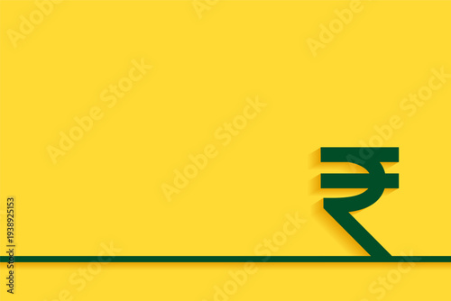 flat style indian rupee symbol yellow banner with text space