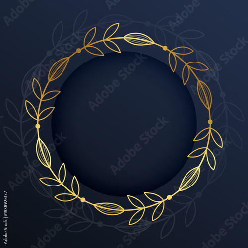ethnic style golden circular flora swirl background with blank space