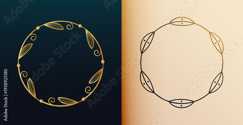 collection of artistic floral border frame banner in line style