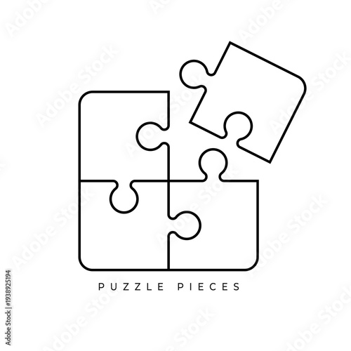 lineart puzzle piece jigsaw mystery game icon design