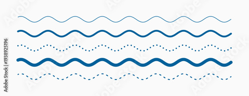 simple blue wavy wiggly lines pattern in set