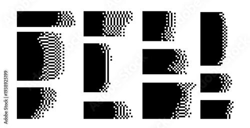 set of geometric pixel pattern abstract banner