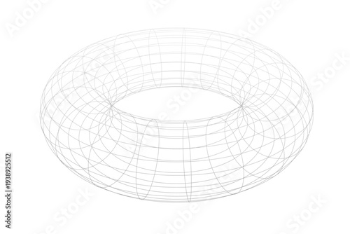 abstract 3d glitched torus shape grid graphic design