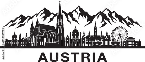 Stunning Austria cityscape with iconic buildings and mountains