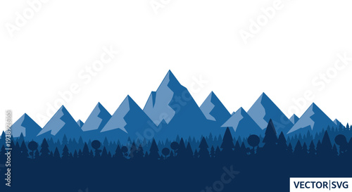 Abstract Mountain Range Landscape with Forest Silhouette