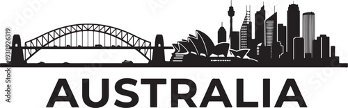 Sydney cityscape with Harbour Bridge and Opera House in Australia