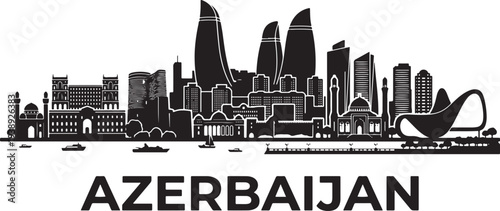 Modern Azerbaijan cityscape with sleek skyscrapers and historic architecture