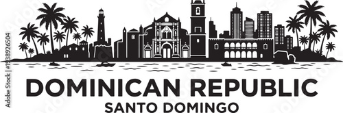 Vibrant Santo Domingo cityscape with palm trees and historic buildings