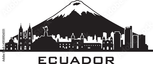 Stunning Ecuador cityscape with iconic mountain landscape