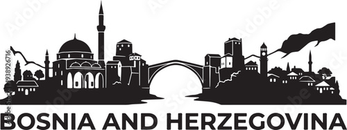 Stunning silhouette of Bosnia and Herzegovina cityscape