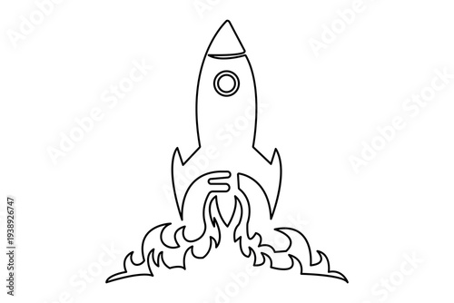 Rocket with infinity line continuous one line drawing simple outline vector illustration
