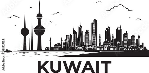Kuwait city skyline with iconic towers and modern architecture
