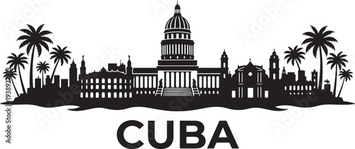 Stunning Havana cityscape with iconic Capitol building and palm trees in Cuba