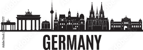 Germany's iconic landmarks silhouette vector illustration