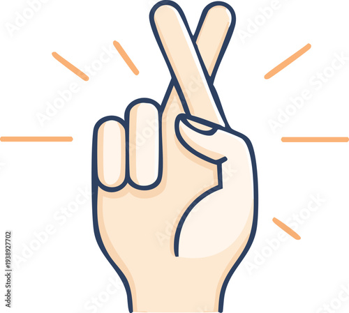 Line art icon of crossed fingers (index and middle finger), good luck or lying gesture