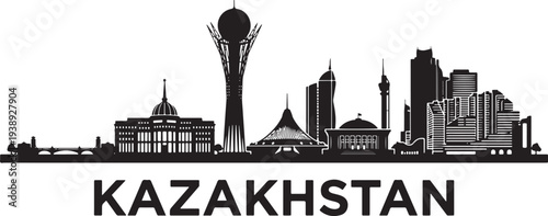 Modern Kazakhstan cityscape with iconic buildings and towers