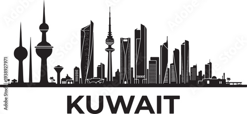 Kuwait City skyline with modern skyscrapers and iconic landmarks