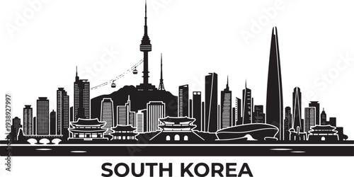 Modern Seoul cityscape with iconic landmarks in South Korea