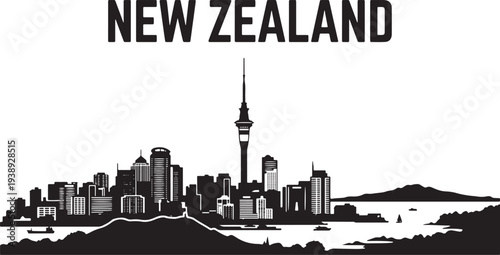 Auckland city skyline with Sky Tower New Zealand