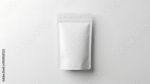 Minimal white doypack mockup standup pouch packaging bag template with editable label space realistic plastic foil package layout for branding presentation snack coffee food product packaging