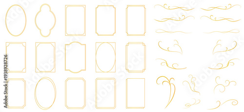 ゴールドのシンプルなクラシックフレームセット　装飾枠　飾り枠
