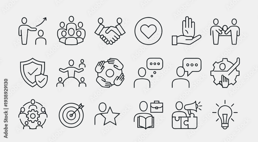 Fototapeta premium Set of 20 volunteer charity icons vector