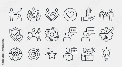 Set of 20 volunteer charity icons vector