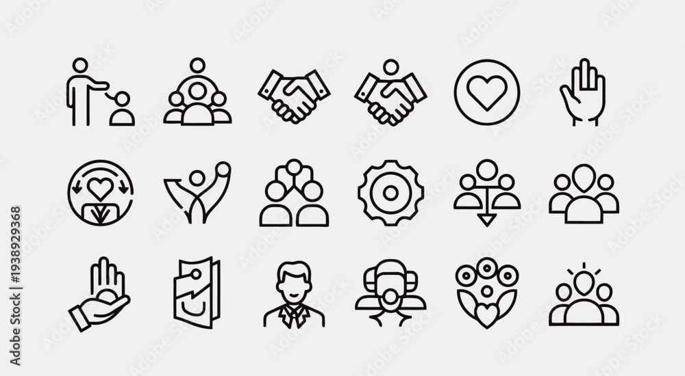Fototapeta premium Set of 20 line style business and teamwork icons vector