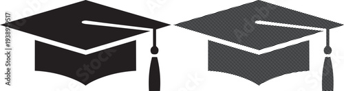 Two graduation caps symbolizing academic achievement and celebration of educational milestones