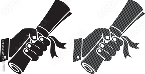 Illustration of hands rolling and securing a cylindrical object with a bandage or tape