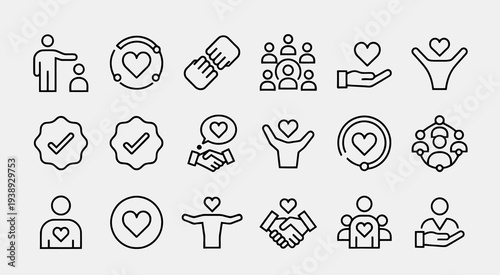 Set of 20 charity icons vector