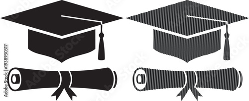 Comparison of graduation caps with different academic textures and designs